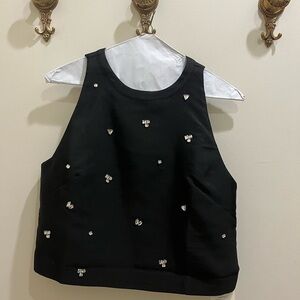 Black Sleeveless Top with Embellishments